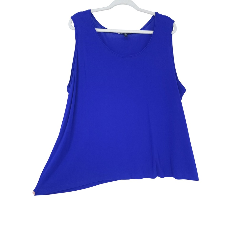 Eileen Fisher 100% Silk Tank Top Women 3X Blue Scoop Neck Blouse Timeless Luxury